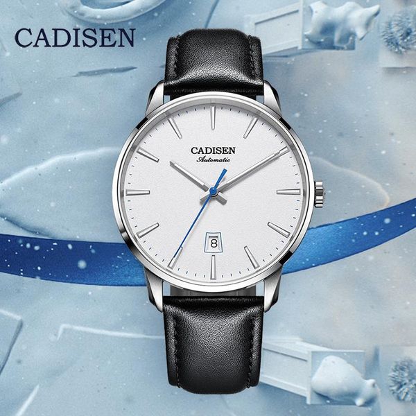 Нарученные часы Cadisen Design Luxury Sapphire Автоматические мужские часы Япония NH35A Движение Механические мужчины.