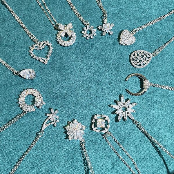 Ожерелья, 20 шт./лот, женские свадебные аксессуары, блестящий прозрачный циркон, кулон в виде снежинки, ожерелье для женщин, в наличии, Yiwu