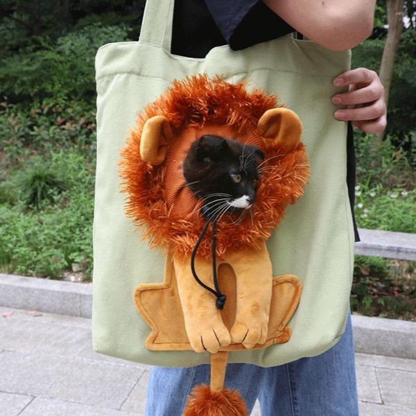 Trasportini per gatti Fashion Shoulder Dogs B6z4 Piccola borsa a forma di leone Pet Exposed Can For Be Cats Traspirante e Tote Canvas
