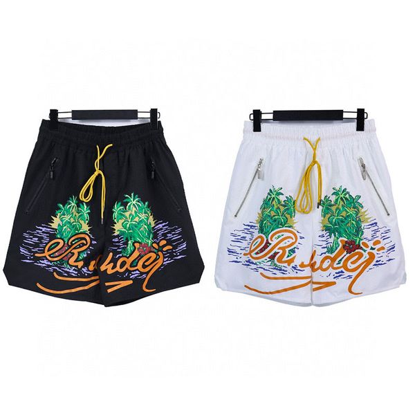 23SS Mens verão novo nylon lavado premium curto com design de logotipo design por villa palma st coconut árvore água splash splash letra imprimindo shorts esportivos relaxados soltos