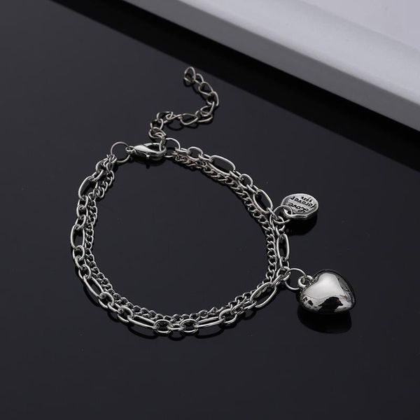 LINK BRACELETS CHAIN ​​MATHE Punk For Women Man Vintage O Bola de Metal de Bracelete Barroca e Cartas Tag Pingents Bangle GiftLink