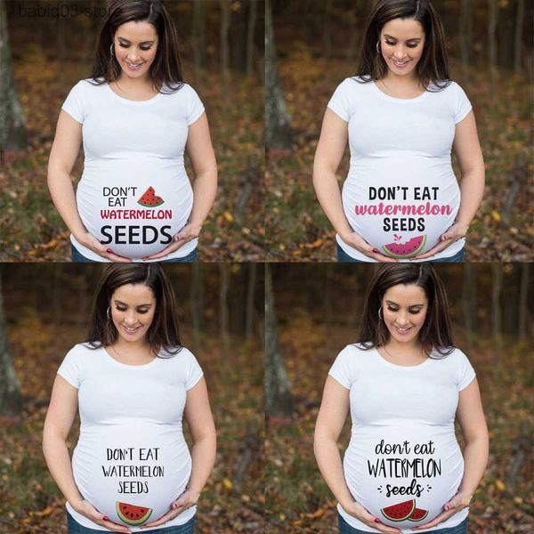 Umstandsoberteile T-Shirts Don't Eat Watermelon Seeds Pregnant Announcement T-Shirt Cute Print Schwangerschaft Plus-Size Kurzarm T-Shirt Tops Umstandstuch T230523