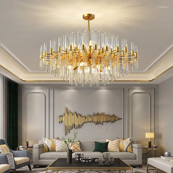 Pendelleuchten YUNYI Moderne Hochzeit El Wohnzimmer Gold Große LED-Lampe Deckenleuchte Luxus Kristall Kronleuchter