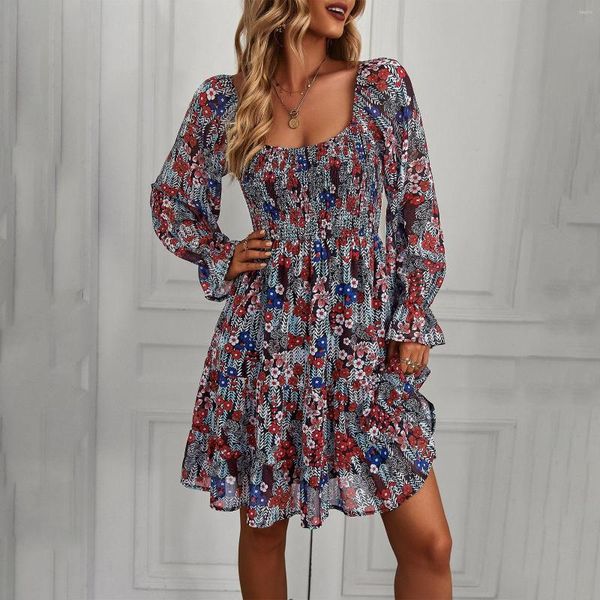 Vestidos casuais 2023 boho babados florais