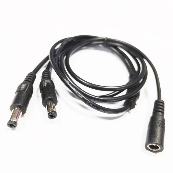 DC 5.5x2.1mm 1 femmina a 2 cavi per adattatore di alimentazione splitter maschio per telecamera CCTV circa 1 M / 5 pezzi