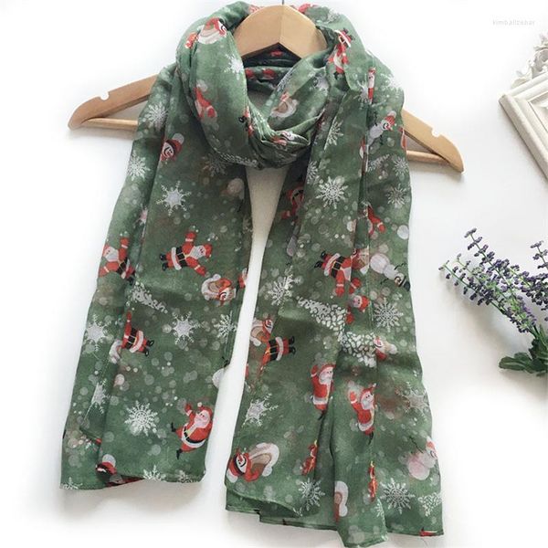 Lenços lenço de pescoço redondo de inverno para mulheres, senhoras, impressão de santa boneco de neve padrão de elk shrap shawl shawl feminino outono bandana