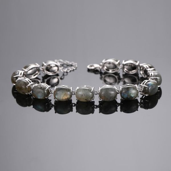 Pulseira natural pulseira de labradorita 925 pulseira de prata esterlina turquesa ametista gemotstone bangle festa jóias de presente