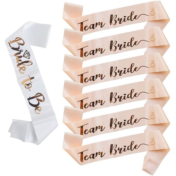 Andere Event-Partyzubehör 1Set Roségold Team Bride To Be Satinschärpe für Junggesellenabschied Dekoration Mädchen Junggesellinnenabschied Brautparty Dekor 230522