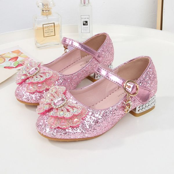 Scarpe da ginnastica Tacco alto per bambini Scarpe da principessa Fiocco di moda Primavera Autunno Ragazze Sandali da sposa per feste singole H852 230522