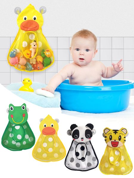 Baby-Badespielzeug-Aufbewahrungstasche, niedliche Ente, Frosch, Netztasche, starke Saugnäpfe, Badespieltasche, Badezimmer-Organizer, Wasserspielzeug für Kinder, Tasche