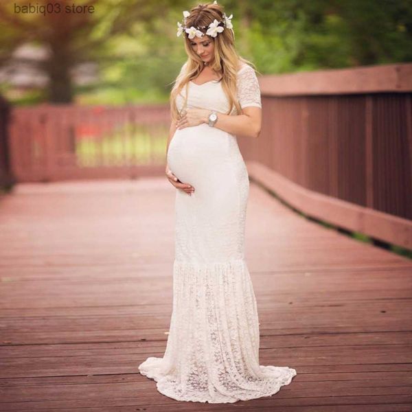 Maternidade Vestidos Novos 2020 Lace Maternity Dress Vestido de casamento Photography Props Dresses V Vestidos de trompete maxi longos para mulheres grávidas T230523