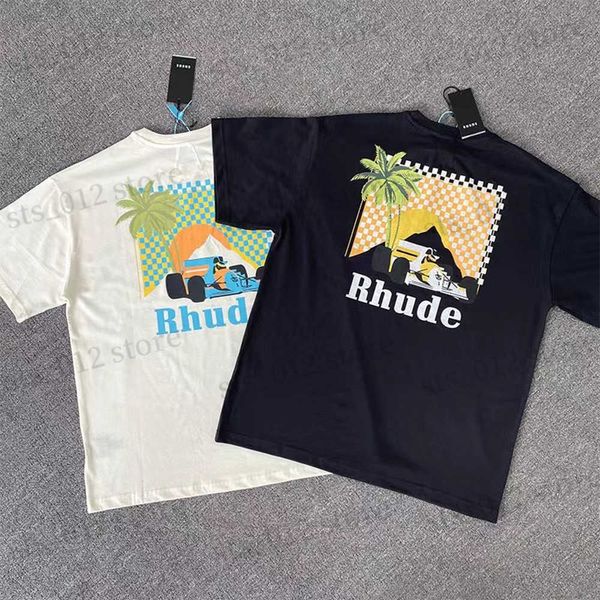 Camisetas masculinas de rua de rua de melhor qualidade de t-shirt de luxo da marca casual de coco de coco Tree Padrão de algodão solto Tops Tees para homens Mulheres T230523