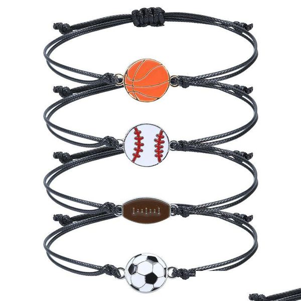 Andere Armbänder Wachs Seil Geflochten Kreative Basketball Baseball Fußball Sport Armband Mode Accessoires Drop Lieferung Schmuck Dh67D