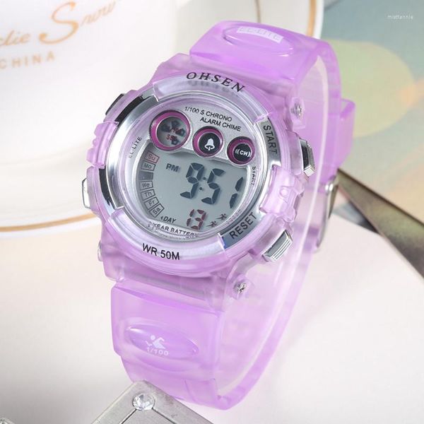 Orologi da polso Viola Digital Kids Women Watch Moda impermeabile Orologi sportivi all'aperto per bambini Cartoon Alarm Cronometro Orologi elettronici