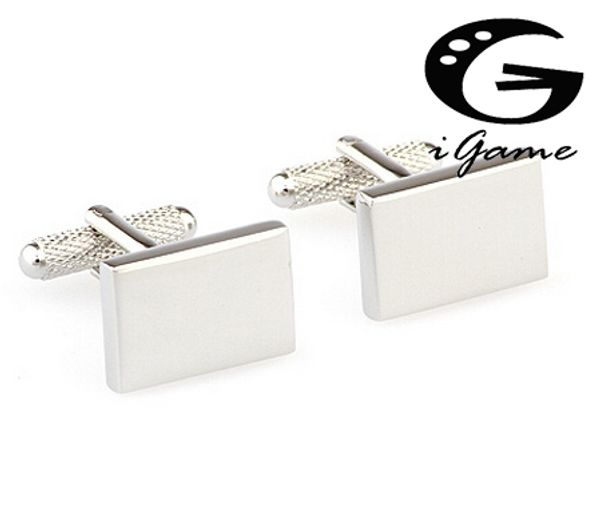 Frete grátis CUFF CUFF Links Silver Color Gravable Retângulo Design Melhor Presente para Cufflinks masculinos