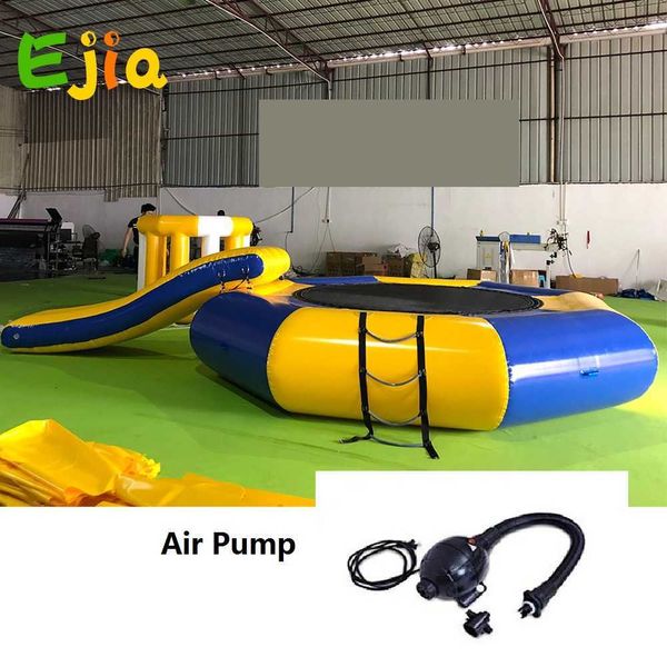 Verão Comercial Comercial ao ar livre ao ar livre Flutuante Pumping Bed Park Water Park Trampoline inflável com deslizamento da ilha para crianças