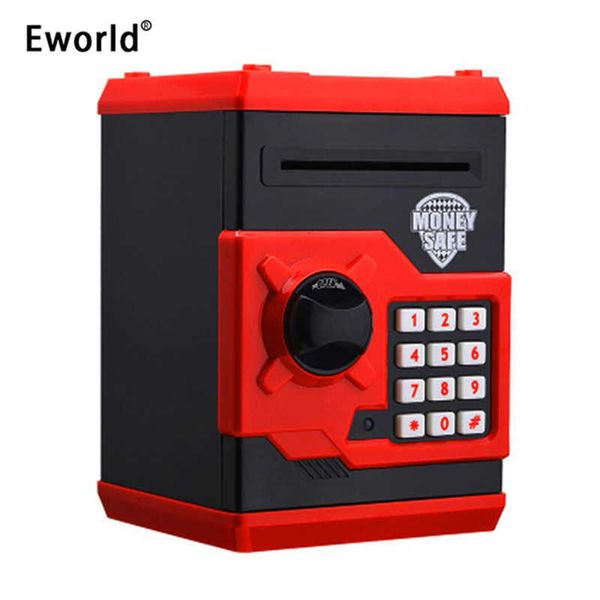 Yeni figürinler eworld sıcak yeni piggy banka mini atm para kutusu güvenlik elektronik şifre çiğneme madeni para nakit para depozito hediyesi çocuklar için çocuklar için g230523