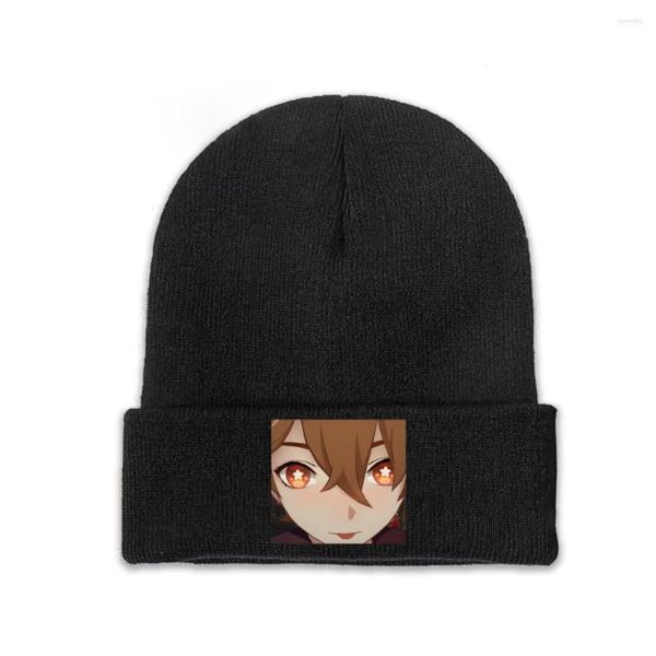 Boinas childe genshin impacto chapéu de malha para homens homens beanie chapé de inverno game anime fofo hip hop tap