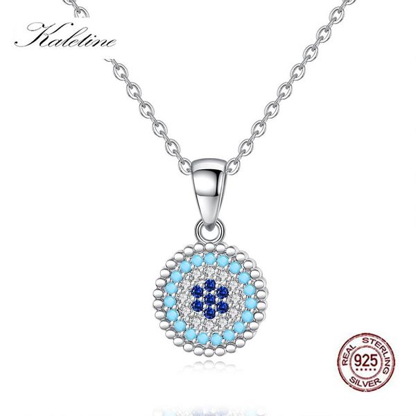 Collane Kaletine Shinee Kpop Pietra blu Evil Eye Collana in argento sterling 925 Collana con ciondolo rotondo CZ Accessori Exo 2019 Moda