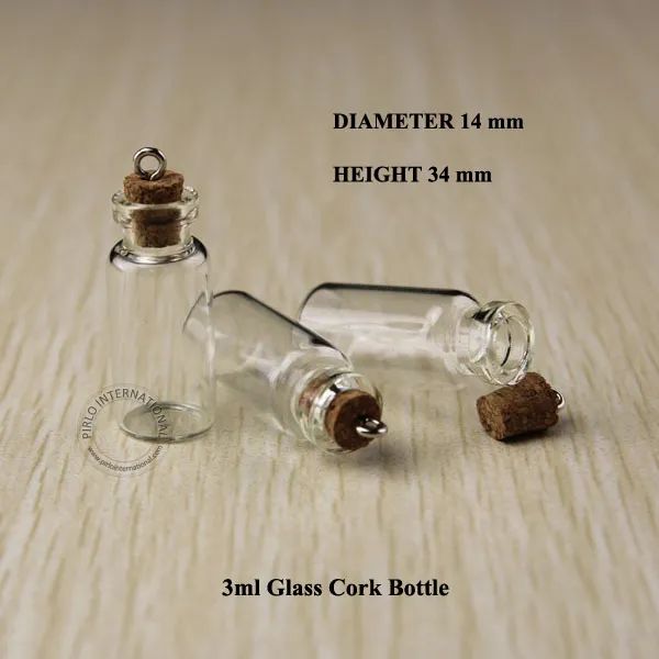3 ml mini garrafas de vidro pequenas frascos de frascos com rolhas de rolhas garrafa de tubo de teste de vidro com cortiça com cortiça para pingentes mini 50pcs moda