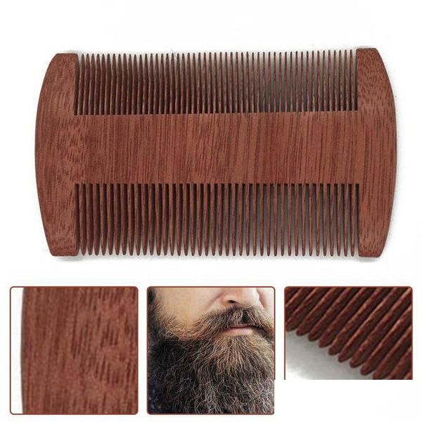 Favore di partito Spazzola per barba a doppia faccia in legno di sandalo naturale Pettine a denti stretti in legno portatile Pettini per capelli domestici 3 colori Drop Delivery H Dhinh