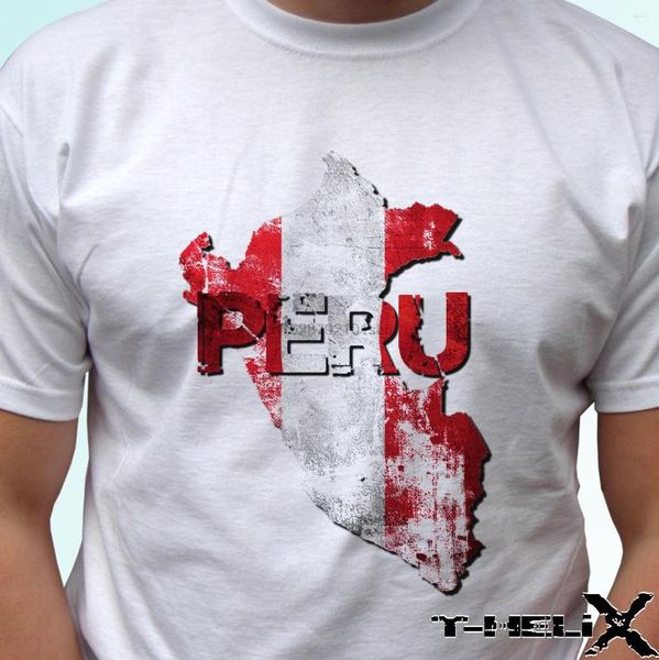 Herren-T-Shirts, bedrucktes T-Shirt für Männer, Peru-Flagge – weißes Hemd, Top, Landkarte, Design, Herren, Damen, Kinder, Babygrößen, O-Ausschnitt
