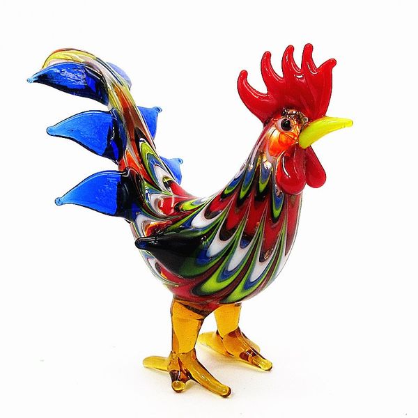 Oggetti decorativi Figurine Colorato Stile di arte popolare Vetro di Murano Gallo Figurine Miniatura Statua animale fatta a mano Decorazione della casa Novità Regalo per bambini 230523