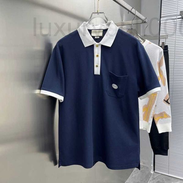Men's Polos Designer Polo Camisa Letra Bordado Pocket Pocket Colle Collar Bad Bad Breadable Sherm Shert para homens e mulheres BDJL