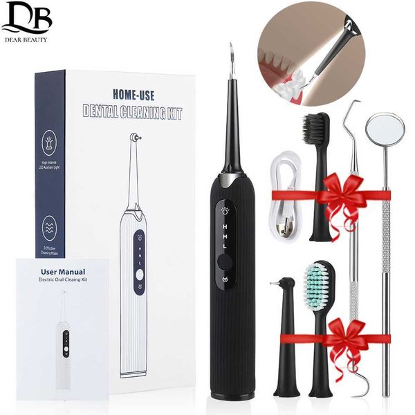 Irrigadores orais Scaler dental elétrico Sonic Tartar Placa Remover de dentes Remover de dentes Kit de Whitener Limpador de pedra Ferramentas de cuidados com higiene oral G230523