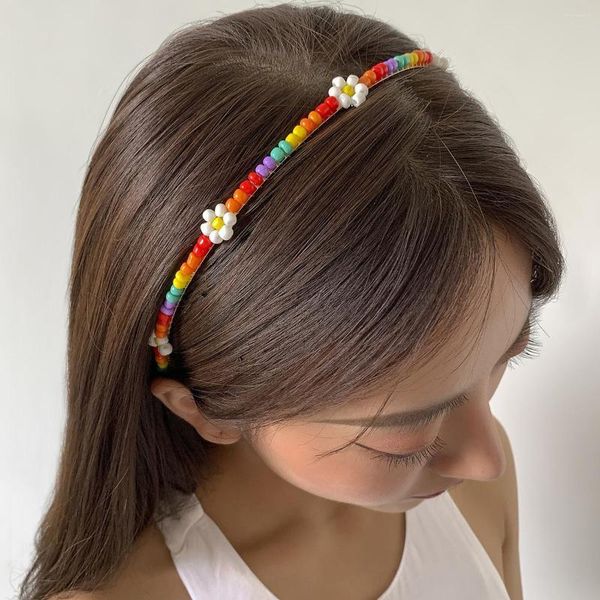 Fermagli per capelli giocoso carino dolce ragazza vacanza stile piccolo fresco lavorato a maglia margherita fascia per capelli ornamenti floreali da donna gioielli per capelli per studenti