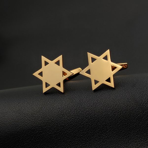 Yahudilik David Cufflinks Dini Pentagram İkizler Düğmeleri Paslanmaz Çelik Musluk Erkek Mücevher Vintage Düğün Baba Hediye