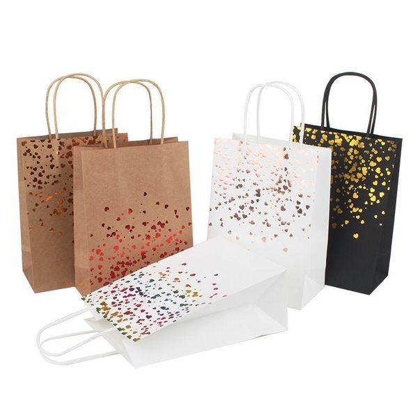 Confezione regalo Bronzing Kraft Paper Bag Tote Stampa di moda Regali per le feste Imballaggio Borse per la conservazione Drop Delivery Giardino domestico Parte festiva Dhrvi