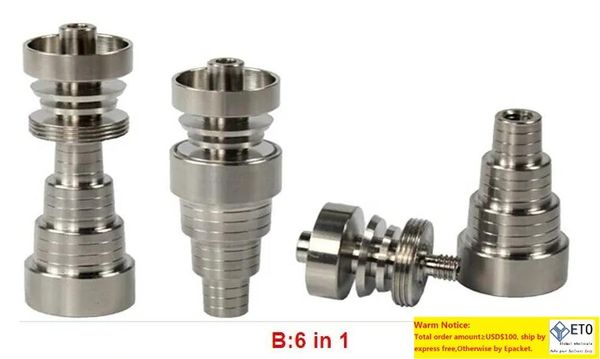 Universeller domeloser Titan-Nagel, männlich und weiblich, verstellbarer Adapter, Ti-Nagel 10 mm, 14 mm, 19 mm, 6 in 1 GR2-Titanglas-Bongs