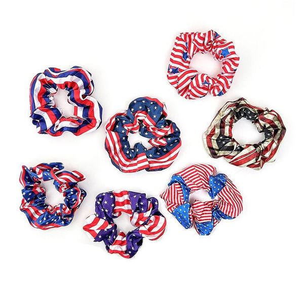 Bandos de borracha de cabelo American Flag Independence Day Decoração da cabeça das mulheres Anel Drop entrega Jóias Hairjewelry Dh3tn