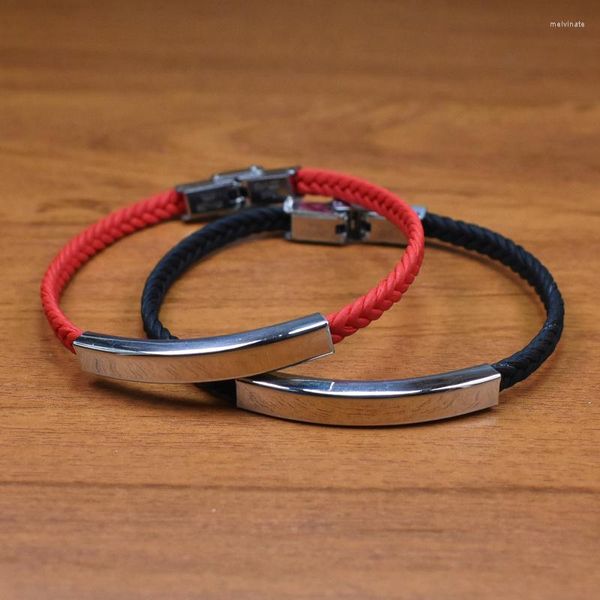 Bracelets de charme aço inoxidável prata colorida metal masculino fosado Braça preta vermelha de tecido de namorado com fecho de titânio