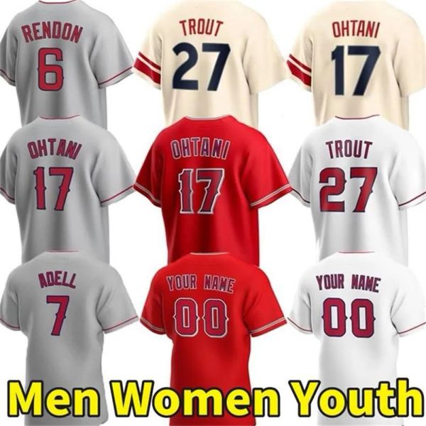 Maglie da baseball personalizzate17 Shohei Ohtani 27 Mike Trout Jo Adell Anthony Rendon Jared Walsh Taylor Ward Gio Urshela Brandon Drury Max Stassi Jersey Uomo Donna Gioventù