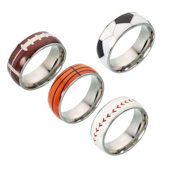 Band Ringe Metall Kreative Fußball Basketball Baseball Sport Mode Accessoires Drop Lieferung Schmuck Ring Dhkqq