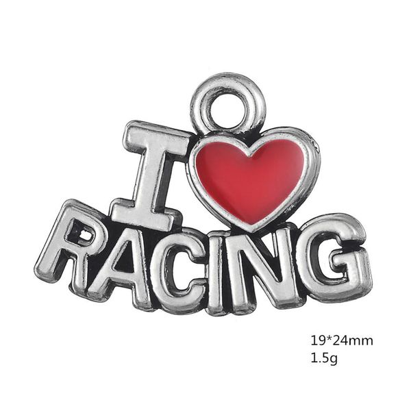 Halsketten 2021 Neu im Großhandel, viel I Love Racing, sportliche Wortanhänger für Armbänder, anderer individueller Schmuck