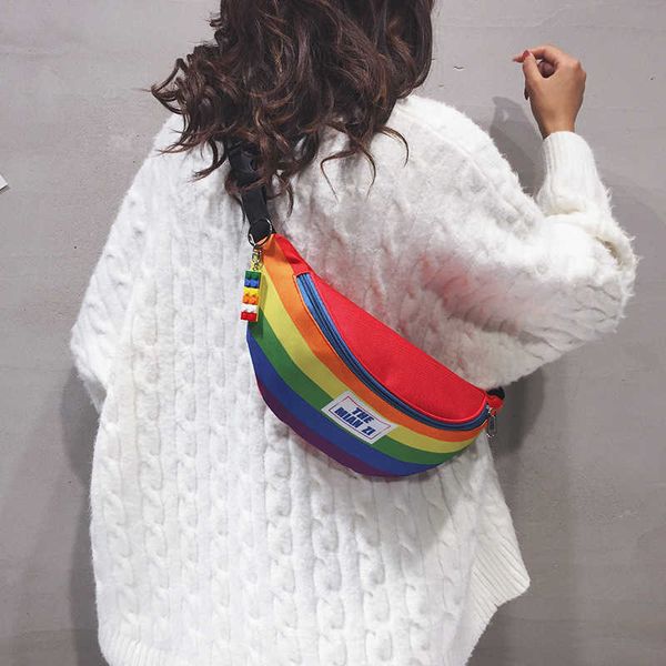 2023 New Trend Fashion Casual Women's Chest Bag Rainbow Art Fashion Waistpack Cute Girl Shoulder Bag