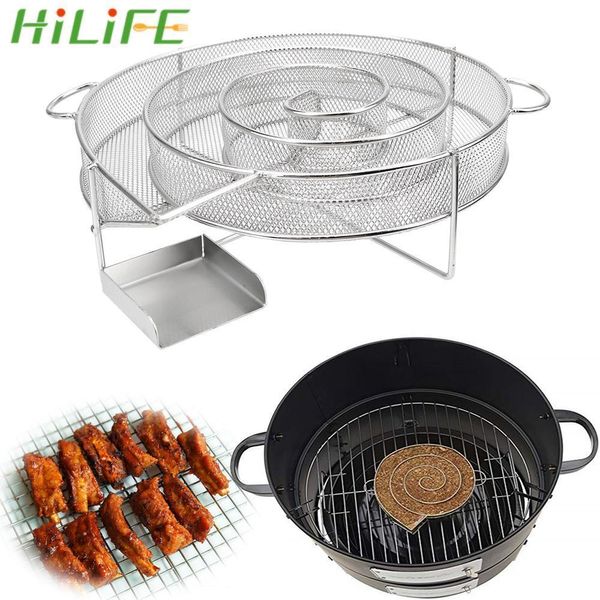 BBQ Grills Kaltraucherzeuger Smoker Lachs Speck Fisch Mini Apfel Holzchip Räucherbox Stahl Barbecue Grill Staub 230522