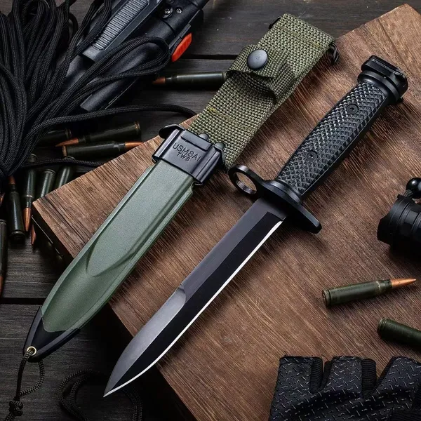 Più nuovo High-end US M8AI TWB Coltello a lama fissa 1095 Acciaio ad alto tenore di carbonio Tattico Caccia di campeggio Sopravvivenza Strumenti EDC Collezione guaina K