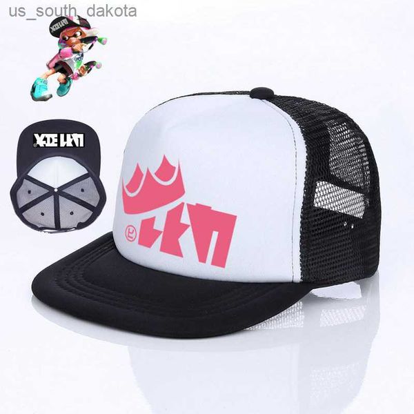 Berretti a sfera Gioco giapponese Cosplay Splatoon 2 Cap King Flip Visiera piatta Cappello snapback Inkling Girl Boy Enperry Mesh Cap Squid Fish Caps YP016 L230523