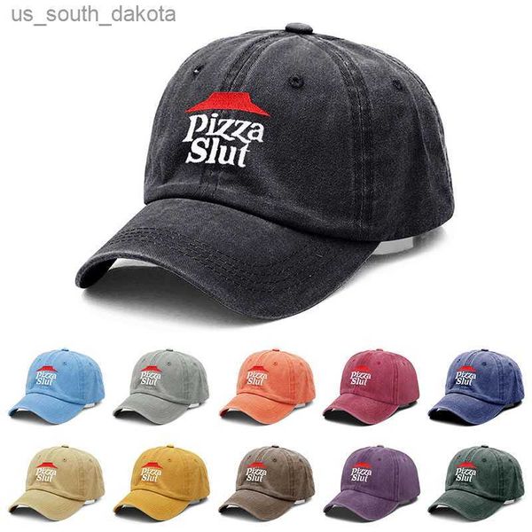 Ball Caps New Vintage Washed Cotton Pizza Emelcodery Baseball Cap для мужчин Женщины папа шляпа для гольф -шапок Snapback Cap Dropshipping L230523