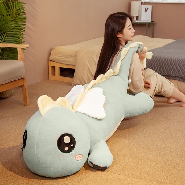 Bambole di peluche 90-130 cm Dinosauro gigante carino con ali Cuscino di peluche Divano Giocattoli Morbido Cuscino animale Bambola di pezza Bambini Ragazze Regalo di compleanno 230523