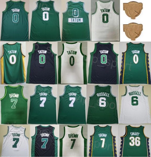 Finali 2023 Basket Maglia Jayson Tatum 0 Jaylen Brown 7 Marcus Smart 36 Bill 6 Maglia Colore della squadra Tutto cucito per gli appassionati di sport Guadagnato Città Nero Verde Bianco Alto / Top