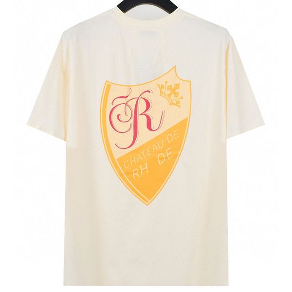 Hochwertiges 23SS Herren-Kurzarm-T-Shirt mit Chateau Shield-Aufdruck, Herren-CHATEAU-TEE, passgenaues Kurzarm-T-Shirt aus Baumwolle mit Vintage-Waschung für Damen