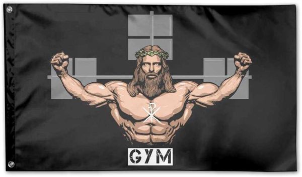 Bannerflaggen „The Christ of Gym“-Flagge für den Außenbereich, Terrasse, 91 x 152 cm, für Hochzeit, Zuhause, Outdoor, Garten, Dekoration, G230524