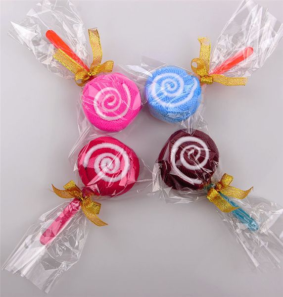 50 Stück Mikrofaser-Waschlappen in Mini-Lollipop-Form, Kuchendekoration, Handtuch, Geschenk für Hochzeit, Party, Gastgeschenk