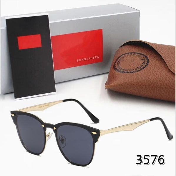 Mens Rao Baa Classic Brand feminino óculos de sol proibir designer de luxo Eyewear Bands Designers de moldura de metal Ray Sun Glasses Woman With Box High Quality ML RB 3576