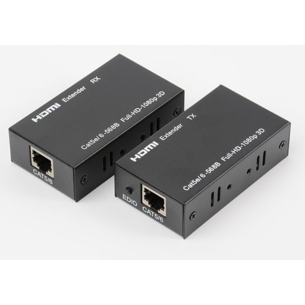 1080p FHD HDMI-kompatibel mit RJ45 60m Extender Splitter Sender Receiver über Ethernet Cat 5E/6 für TV-PC-Laptop HDTV